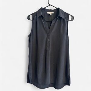 Dana Buchman Black Sleeveless Button Front Blouse Size Small